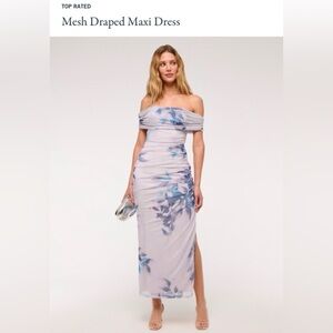 Abercrombie & Fitch Floral Mesh Draped Maxi Dress, Purple & Blue, S